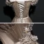 Best Brown See-through Evening Dresses  2020 A-Line / Princess Off-The-Shoulder Short Sleeve Glitter Tulle Appliques Lace Flower Sash Beading Floor-Length / Long Ruffle Backless Formal Dresses