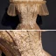 Haut de Gamme Marron Robe De Soirée 2020 Princesse De l'épaule Gonflée Manches Courtes Appliques En Dentelle Perlage Train De Balayage Volants Dos Nu Robe De Ceremonie