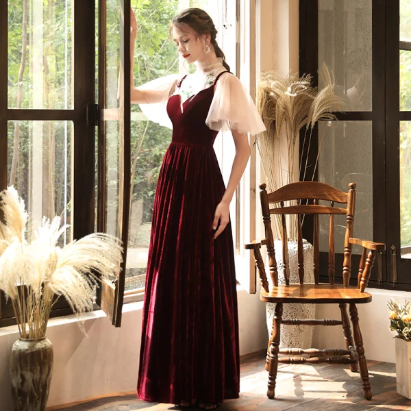long velour dress Black Burnout Velvet Long Sleeve Midi Dress main image 1