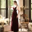 Chic / Belle Bordeaux Velour Transparentes Robe De Soirée 2020 Princesse Col Haut Manches Courtes Appliques En Dentelle Longue Robe De Ceremonie