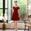 Affordable Red Homecoming Graduation Dresses 2020 A-Line / Princess Off-The-Shoulder Spaghetti Straps Short Sleeve Backless Short Formal Dresses