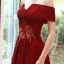 Chic / Belle Rouge Robe De Soirée 2020 Princesse De l'épaule Manches Courtes Appliques En Dentelle Perlage Glitter Polyester Longue Volants Dos Nu Robe De Ceremonie