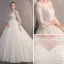 Abordable Ivoire Percé Robe De Mariée 2019 Robe Boule Encolure Carrée 3/4 Manches Dos Nu Étoile Appliques En Dentelle Cathedral Train