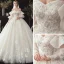 Victorian Style Champagne Wedding Dresses 2020 Ball Gown Off-The-Shoulder Puffy Long Sleeve Backless Glitter Tulle Appliques Lace Beading Chapel Train Ruffle