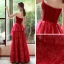 Chic / Beautiful Red Lace Evening Dresses  2020 A-Line / Princess Sweetheart Sleeveless Beading Sequins Floor-Length / Long Backless Formal Dresses