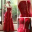 Chic / Beautiful Red Lace Evening Dresses  2020 A-Line / Princess Sweetheart Sleeveless Beading Sequins Floor-Length / Long Backless Formal Dresses