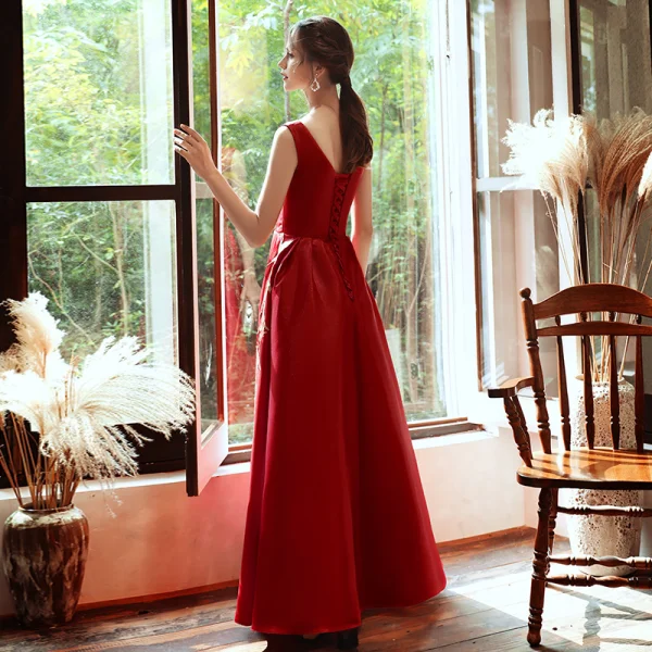 a line princess v neck floor length ruffles satin dresses A-Line/Princess Silk like Satin V-neck Ruffles Sleeveless Floor-Length – LD  Dress
