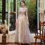 Charmant Lavande Champagne Robe De Soirée 2020 Princesse Transparentes Col v profond Sans Manches Perlage Glitter Tulle Longue Volants Dos Nu