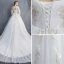 Erschwinglich Ivory / Creme Durchsichtige Brautkleider / Hochzeitskleider 2019 A Linie Rundhalsausschnitt Geschwollenes 3/4 Ärmel Rückenfreies Applikationen Spitze Kathedrale Schleppe Rüschen