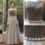 Rimelig Grå Selskapskjoler 2020 Prinsesse Kjæreste Uten Ermer Glitter Polyester Appliques Blonder Sash Lange Buste Ryggløse Formelle Kjoler