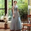Sparkly Grey See-through Evening Dresses  2020 A-Line / Princess High Neck Sleeveless Beading Sequins Floor-Length / Long Backless Formal Dresses