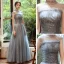 Sparkly Grey See-through Evening Dresses  2020 A-Line / Princess High Neck Sleeveless Beading Sequins Floor-Length / Long Backless Formal Dresses