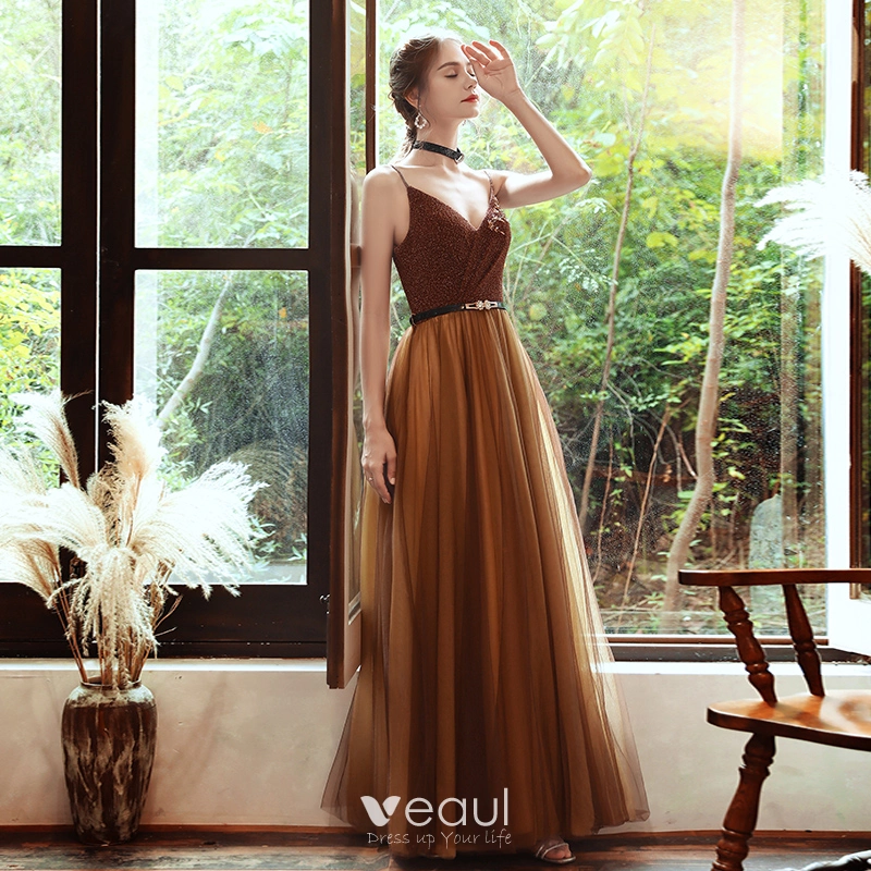 brown evening skirt