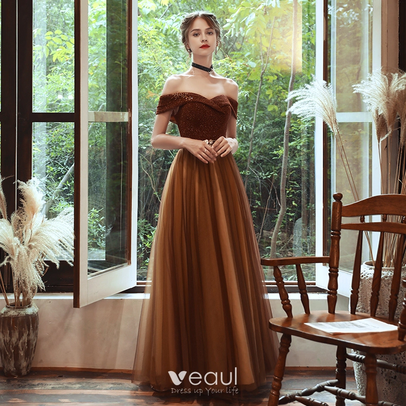 Brown Formal Evening Gown