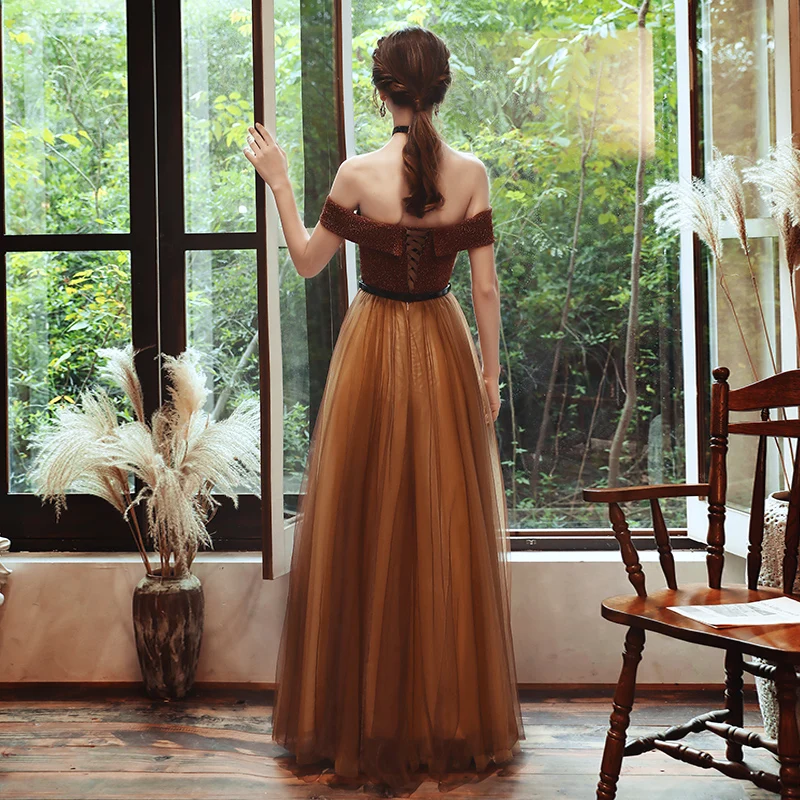 slim fit dress slacks Mocha Brown Bridesmaid Dresses Chic Bateau Neckline Ruffle Short Sleeves Sheath/Column Chiffon Bridesmaid Dress with Slit main image 1