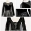 Fashion Black Suede Satin Evening Dresses  2020 A-Line / Princess See-through Deep V-Neck Long Sleeve Sash Floor-Length / Long Backless Formal Dresses