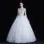 Classic See-through White Outdoor / Garden Wedding Dresses 2020 Ball Gown High Neck Sleeveless Backless Bow Beading Floor-Length / Long Ruffle