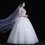 Classic See-through White Outdoor / Garden Wedding Dresses 2020 Ball Gown High Neck Sleeveless Backless Bow Beading Floor-Length / Long Ruffle
