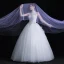 Classic See-through White Outdoor / Garden Wedding Dresses 2020 Ball Gown High Neck Sleeveless Backless Bow Beading Floor-Length / Long Ruffle