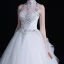 Classic See-through White Outdoor / Garden Wedding Dresses 2020 Ball Gown High Neck Sleeveless Backless Bow Beading Floor-Length / Long Ruffle
