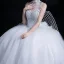 Classic See-through White Outdoor / Garden Wedding Dresses 2020 Ball Gown High Neck Sleeveless Backless Bow Beading Floor-Length / Long Ruffle