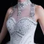 Classic See-through White Outdoor / Garden Wedding Dresses 2020 Ball Gown High Neck Sleeveless Backless Bow Beading Floor-Length / Long Ruffle