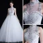 Classic See-through White Outdoor / Garden Wedding Dresses 2020 Ball Gown High Neck Sleeveless Backless Bow Beading Floor-Length / Long Ruffle