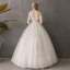 Abordable Ivoire Transparentes Jardin / Extérieur Robe De Mariée 2019 Robe Boule Col Haut Dos Nu 3/4 Manches Étoile Appliques En Dentelle Longue Volants