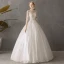 Abordable Ivoire Transparentes Jardin / Extérieur Robe De Mariée 2019 Robe Boule Col Haut Dos Nu 3/4 Manches Étoile Appliques En Dentelle Longue Volants