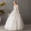 Abordable Ivoire Transparentes Jardin / Extérieur Robe De Mariée 2019 Robe Boule Col Haut Dos Nu 3/4 Manches Étoile Appliques En Dentelle Longue Volants
