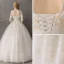 Abordable Ivoire Transparentes Jardin / Extérieur Robe De Mariée 2019 Robe Boule Col Haut Dos Nu 3/4 Manches Étoile Appliques En Dentelle Longue Volants