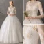 Abordable Ivoire Transparentes Jardin / Extérieur Robe De Mariée 2019 Robe Boule Col Haut Dos Nu 3/4 Manches Étoile Appliques En Dentelle Longue Volants