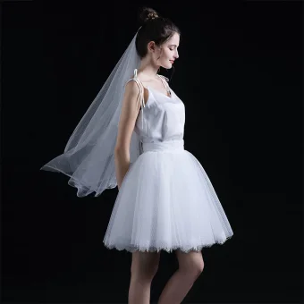 2 Piece Affordable White Summer Short Wedding Dresses 2020 Ball Gown Spaghetti Straps Sleeveless Backless Ruffle