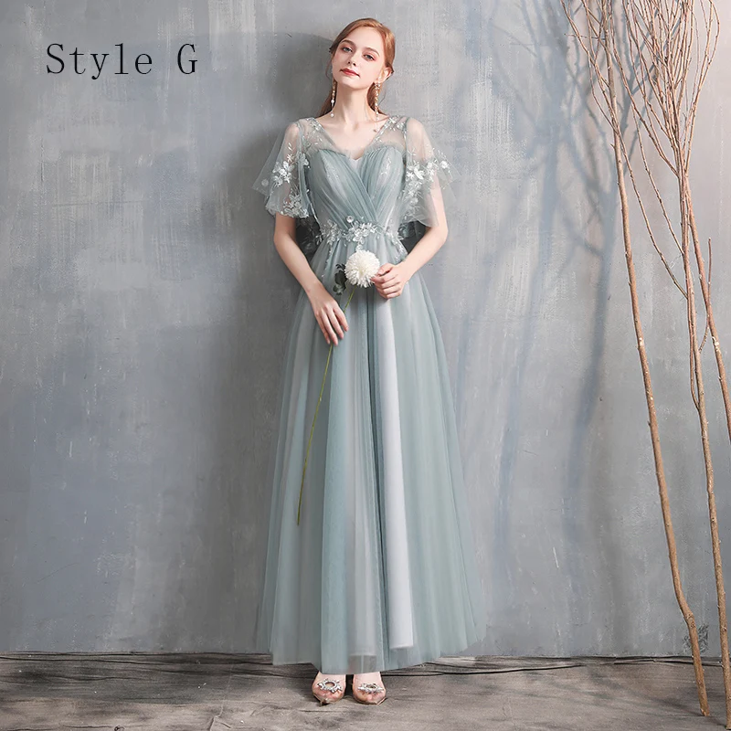 Affordable Green Bridesmaid Dresses 2020 A Line Princess Off The Shoulder  Bell Sleeves Appliques Lace Tea Length Ruffle Backless Wedding Party Dresses