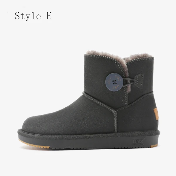 Proste / Simple Bordowe Snow Boots 2020 Wodoodporne Skórzany Guziki Przypadkowy Zima Płaskie Botki Okrągłe Toe Buty Damskie