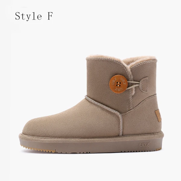 Proste / Simple Bordowe Snow Boots 2020 Wodoodporne Skórzany Guziki Przypadkowy Zima Płaskie Botki Okrągłe Toe Buty Damskie