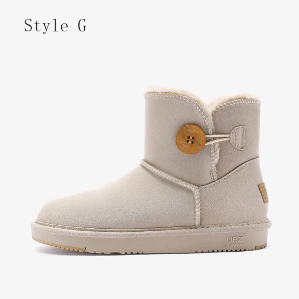 Proste / Simple Bordowe Snow Boots 2020 Wodoodporne Skórzany Guziki Przypadkowy Zima Płaskie Botki Okrągłe Toe Buty Damskie