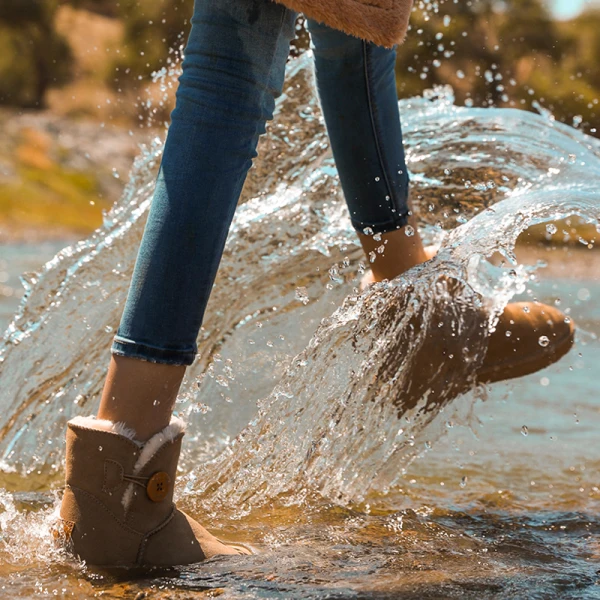 Proste / Simple Bordowe Snow Boots 2020 Wodoodporne Skórzany Guziki Przypadkowy Zima Płaskie Botki Okrągłe Toe Buty Damskie