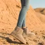 Proste / Simple Przypadkowy Khaki Snow Boots 2020 Skórzany Botki Zima Płaskie Okrągłe Toe Buty Damskie