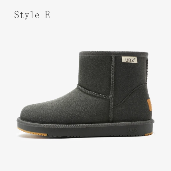 Proste / Simple Przypadkowy Khaki Snow Boots 2020 Skórzany Botki Zima Płaskie Okrągłe Toe Buty Damskie