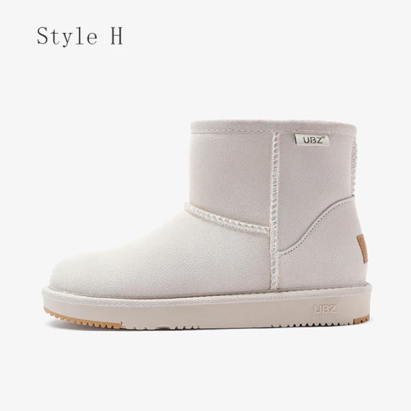 Proste / Simple Przypadkowy Khaki Snow Boots 2020 Skórzany Botki Zima Płaskie Okrągłe Toe Buty Damskie