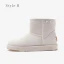 Proste / Simple Przypadkowy Khaki Snow Boots 2020 Skórzany Botki Zima Płaskie Okrągłe Toe Buty Damskie