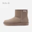 Proste / Simple Przypadkowy Khaki Snow Boots 2020 Skórzany Botki Zima Płaskie Okrągłe Toe Buty Damskie