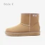 Proste / Simple Przypadkowy Khaki Snow Boots 2020 Skórzany Botki Zima Płaskie Okrągłe Toe Buty Damskie