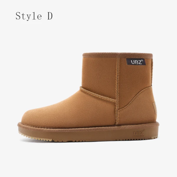 Proste / Simple Przypadkowy Khaki Snow Boots 2020 Skórzany Botki Zima Płaskie Okrągłe Toe Buty Damskie