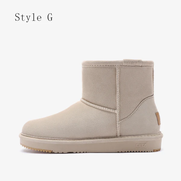 Enkla Casual Kaki Snow Boots 2020 Vattentäta Läder Stövletter Vinter Platt Pande Zote Toe Stövlar Dam