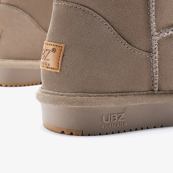 Enkla Casual Kaki Snow Boots 2020 Vattentäta Läder Stövletter Vinter Platt Pande Zote Toe Stövlar Dam