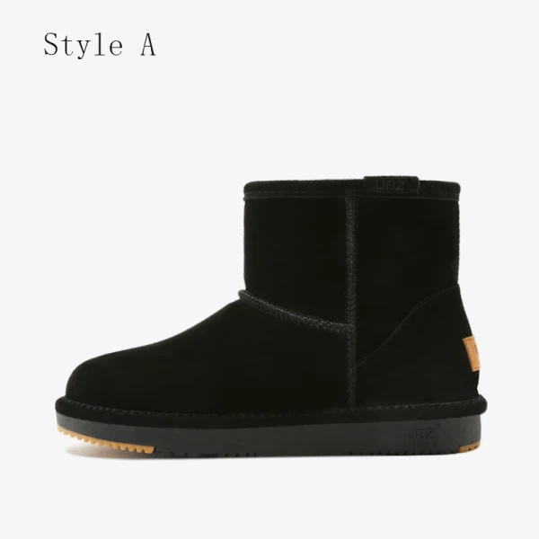 Enkla Casual Kaki Snow Boots 2020 Vattentäta Läder Stövletter Vinter Platt Pande Zote Toe Stövlar Dam