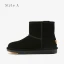 Enkla Casual Kaki Snow Boots 2020 Vattentäta Läder Stövletter Vinter Platt Pande Zote Toe Stövlar Dam