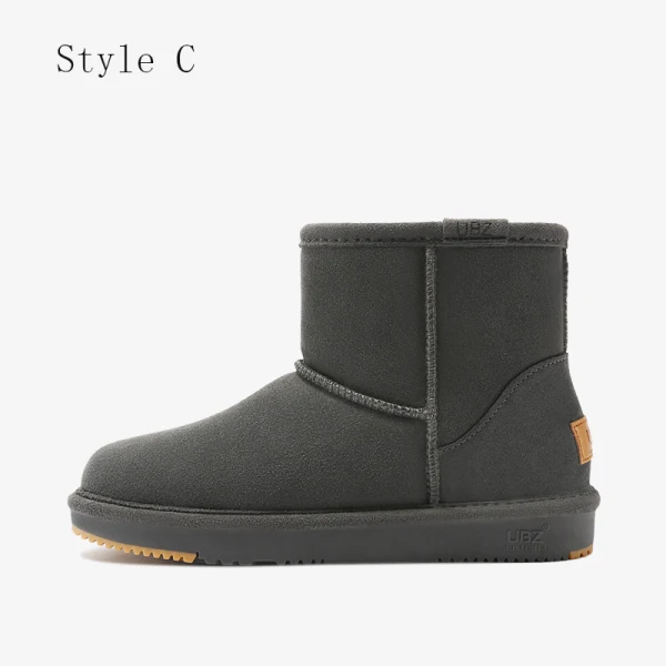 Enkla Casual Kaki Snow Boots 2020 Vattentäta Läder Stövletter Vinter Platt Pande Zote Toe Stövlar Dam